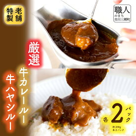 【ふるさと納税】老舗洋食レストランの厳選牛カレールー&厳選牛ハヤシルー(各2パック) [5839-1523]　　【加工品・惣菜・冷凍・惣菜・加工食品】　お届け：入金確認後、1ヶ月程度で発送予定