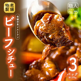 【ふるさと納税】老舗洋食レストランの特製ビーフシチュー(3パック) [5839-1525]　　【加工品・惣菜・冷凍・肉の加工品・惣菜】　お届け：入金確認後1ヶ月程度で発送予定