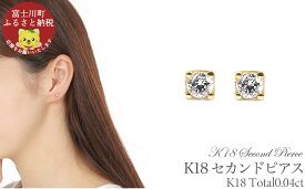 【ふるさと納税】トータル0.04CT　K18セカンドピアス　E296DI-Y　ピアス ダイヤモンド ダイヤ ジュエリー K18 プレゼント ギフト 贈り物
