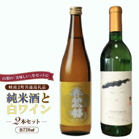 【ふるさと納税】峡南2町 共通返礼品 日本酒純米酒『春鶯囀（しゅんのうてん）』・ワイン（楽園ワイン白）セット