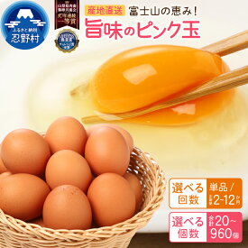 【ふるさと納税】 たまご 卵 旨味 ピンク玉 20個～150個 単品 定期便 人気 割れ保証付 一等賞 受賞 新鮮 濃厚 こだわり卵 TKG 10000円以下 朝食 夕食 夜食 忍野村 山梨県産 送料無料※沖縄県、離島不可 山梨県