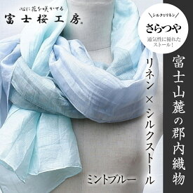 【ふるさと納税】 富士桜工房リネン×シルクストール「さらつや」ミントブルー　通気性に優れたストール！ FAA4036