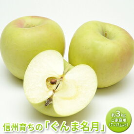 【ふるさと納税】信州育ちの「ぐんま名月」約3kg 家庭用 7～12玉入り 果物 りんご フルーツ デザート 黄色 甘み 強い　お届け：2025年10月下旬～2026年1月15日