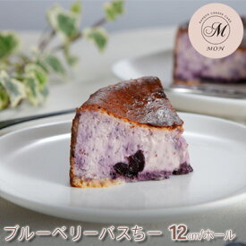 【ふるさと納税】バスクチーズケーキ専門店MONのブルーベリーバスちー（12cm/ホール）　【 お菓子 スイーツ 洋菓子 おやつ 食後 デザート ティータイム くちどけ 滑らか しっとり 濃厚 】