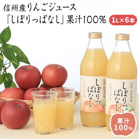 【ふるさと納税】信州産 りんごジュース 「しぼりっぱなし」 果汁100％ (1L×6本)　【 果実飲料 ジュース 飲料類 飲み物 フルーツジュース アップルジュース 後味すっきり ストレートジュース 】