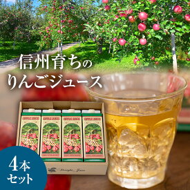 【ふるさと納税】信州育ちのりんごジュース 4本詰　【 果実飲料 ジュース 飲料類 飲み物 フルーツジュース アップルジュース 長野市産りんご りんご100％ ストレートジュース コク 】