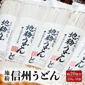 【ふるさと納税】地粉 信州うどん 20食分 (250g×10袋) 国産 信州産 乾麺 うどん 干しうどん 小麦粉 麺類 お中元 信州 長野 長野県 上田市　お届け：入金から出荷まで1か月以上かかる場合もございます。ご了承の上寄付いただけますと幸いです。
