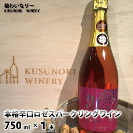 【ふるさと納税】本格辛口 ロゼスパークリングワイン750ml×1本《楠わいなりー》 ワイン お酒 洋酒 ぶどう 葡萄 ブドウ