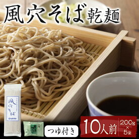 【ふるさと納税】風穴そば 乾麺 つゆ付きセット 10人前 蕎麦 ソバ 長野 お土産 ご当地 お取り寄せ 麺類 信州そば 麺類 　お届け：寄附入金確認後、1ヶ月以内に発送いたします。