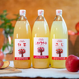【ふるさと納税】【おまかせ】りんごジュース3本セット　【飲料類・果汁飲料・りんご・ジュース・リンゴ・ガラス瓶】