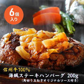 【ふるさと納税】海賊ステーキハンバーグ 200g×6個 ハンバーグ ソース付き 信州牛100% 長野 信州 小諸 繋ぎなし 冷凍 個包装