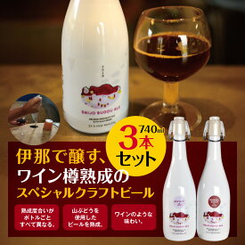 【ふるさと納税】伊那で醸す、ワイン樽熟成のスペシャルクラフトビール740ml×3本セット （熟成度合いがボトルごと異なります。山ぶどうを使用したビールを熟成。ワインのような味わい）|伊那市 長野県 信州 クラフトビール スペシャル お酒 アルコール ビール