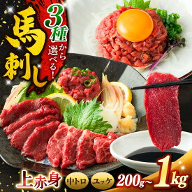 【ふるさと納税】【選べる】赤身 上赤身 霜降り 中トロ 馬刺し 馬肉ユッケ 選べる 内容量 200g ～ 1kg | 馬刺し 上赤身 霜降り 中トロ 馬刺し 馬肉ユッケ あっさり 馬刺 長野 信州 濃い旨み 馬肉 お肉 刺身 冷凍 小分け 送料 無料 伊那 信州