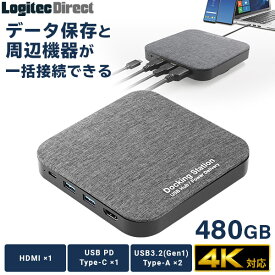 【ふるさと納税】【037-09】ロジテック ドッキングステーション SSD / USB Type-C x1/ USBPD100W対応 / USB 3.2 Gen1・USB 3.1 Gen1 x2 ハブ / HDMIタイプA / 2.5 SSD 480G 搭載 LMD-DHU480PD