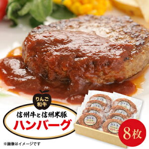 【ふるさと納税】信州牛と信州米豚 ハンバーグ(約120g×8枚)【配送不可地域:離島】【1291109】