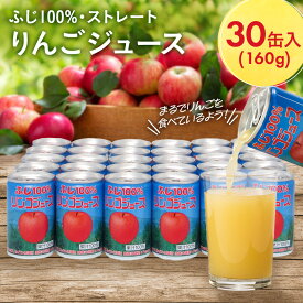 【ふるさと納税】ふじ100%りんごジュース 160g×30缶入_ 林檎 リンゴ ふじ フジ 長野県 信州産 信州 ストレート くだもの 果物 フルーツ 人気 特産品 産地直送 中野市 常温 成分無調整 無調整 新鮮 果樹園 丸ごと 本物 濃縮 果汁 缶 ポリフェノール 【1495363】