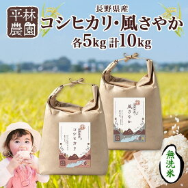 【ふるさと納税】＜先行予約＞令和7年産 コシヒカリ 風さやか 無洗米 各5kg 長野県産 米 白米 精米 お米 ごはん ライス 甘み 農家直送 産直 信州 人気 ギフト 時短 お取り寄せ 平林農園 送料無料 長野県 大町市 | お米 こめ 白米 食品