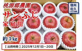 【ふるさと納税】【期間限定】桃源郷のサンふじ　家庭用　約3kg　（2025年12月1日～20日出荷／北海道・沖縄・離島は配送不可）　フルーツ　産地直送　旬　信州　長野　佐久市　旬彩　玉数指定なし