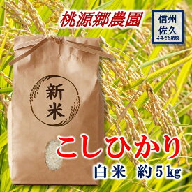 【ふるさと納税】【令和7年産・白米5kg】長野県産こしひかり　桃源郷農園のお米（2025年11月30日出荷終了／北海道・沖縄県・離島は配送不可）精米　産地直送　信州　佐久市　新米　期間限定