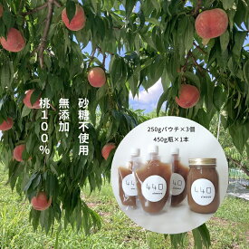 【ふるさと納税】信州産完熟桃（あかつき）のピューレ 250gパウチ×3個と450g瓶×1本　|　長野県　佐久市　国産　フルーツ　果物　ピーチ　無糖　無添加　もも　モモ