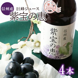 【ふるさと納税】 信州産 巨峰ジュース 「紫宝の恵」 果汁100％ (1L×4本) ｜ ぶどう 巨峰 ジュース フルーツ 特産品 千曲市 長野県