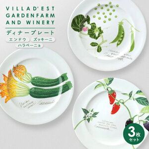 【ふるさと納税】【ヴィラデストワイナリー】ベジタブルシリーズ食器 ディナープレート3枚(エンドウとズッキーニとハラペーニョ)セット