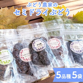 【ふるさと納税】【秀果園】ぶどう農家のセミドライぶどう5品種5袋(各50g)|巨峰、シャインマスカット、ナガノパープルなど