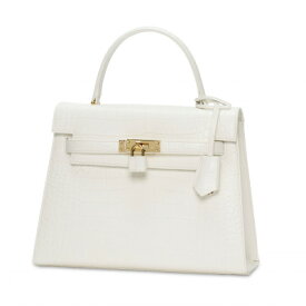 【ふるさと納税】【濱野皮革工藝 HAMANOバッグ】 ベルフィオーラ クロコ(ホワイト×ゴールド)【1649280】