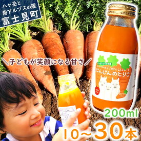 【ふるさと納税】にんじんジュース 200ml 10本～30本 甘くて 飲みやすい ストレート果汁 果肉 つぶつぶ スムージー にんじん ニンジン 人参 キャロット りんご リンゴ 林檎 アップル 野菜 ミックス ジュース 飲料 無添加 農薬不使用 にんじんのとりこ 八ヶ岳わくわくファーム