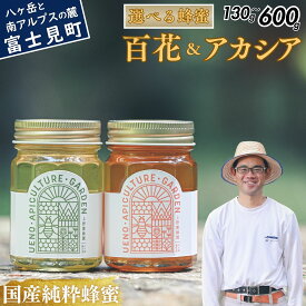 【ふるさと納税】高校の養蜂部時代から養蜂一筋 天然 国産 非加熱 選べるハチミツ/容量 百花/アカシア 130g～600g 長野県 富士見町産 天然100％ 完熟蜜 無添加 自然の香りとコク 上野養蜂園 自然派 健康志向 お取り寄せ 高級 贈答用 ギフト プレゼント 保存食 備蓄