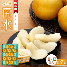 【ふるさと納税】贈答用 梨 南水 4kg 10～12玉 なし ナシ 果物 くだもの フルーツ 旬の果物 旬のフルーツ ギフト 贈り物 プレゼント 信州 長野 長野県 ※オンライン決済限定 　お届け：2025年10月上旬頃から順次出荷