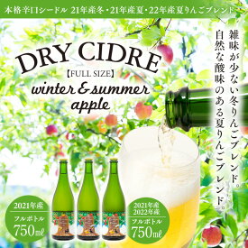【ふるさと納税】シードル 2021年産夏 2021年産冬 2022年産夏 3本 詰め合わせ セット フルボトル 飲み比べ アップルシードル 辛口 りんご 夏リンゴ フルーツ 果物 お酒 酒 果実酒 アルコール 家飲み ギフト プレゼント 贈答 贈り物 お祝い 長野 長野県 箕輪町