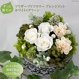 【ふるさと納税】 プリザーブドフラワー アレンジメント ホワイト×グリーン フラワーアレンジメント[mirccamircca 長野県 池田町 48110585] 花 結婚 祝い お祝い 長持ち 長期保存