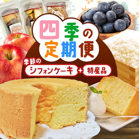 【ふるさと納税】定期便4回 四季のこめのこ しふぉんけーき + 地元の特産品 | 定期便 定期 4回 お菓子 おかし 洋菓子 ケーキ クッキー クラッカー おやつ シフォンケーキ 米粉 特産品 お米 リンゴ りんご ブルーベリー 長野県 松川村 信州