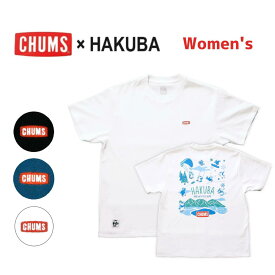 【2026年5月納品先行予約】CHUMS×HAKUBA Booby バックプリント Tシャツ ウィメンズ /長野県白馬村　半袖　ティーシャツ　カットソー　アウトドア　スポーツ　チャムス　M L　ブラック ホワイト ティールブルー レディース　Women’s