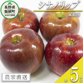 【ふるさと納税】 りんご シナノリップ 家庭用 5kg 渡辺農園 沖縄県への配送不可 令和6年度収穫分 エコファーマー認定 減農薬栽培 長野県 飯綱町 〔 信州 果物 フルーツ リンゴ 林檎 長野 14000円 予約 農家直送 〕発送時期：2024年8月中旬～2024年8月下旬{**}