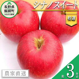 【ふるさと納税】 りんご シナノスイート 特選 3kg やまじゅうファーム 沖縄県への配送不可 令和6年度収穫分 信州の環境にやさしい農産物 減農薬栽培 長野県 飯綱町 【 信州 果物 フルーツ リンゴ 林檎 長野 15000円 】発送時期：2024年10月中旬～2024年10月下旬{***}