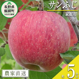 【ふるさと納税】 りんご おうちで食べるりんご サンふじ 家庭用 5kg 大友農場 エコファーマー認定 沖縄県への配送不可 令和7年度収穫分 長野県 飯綱町 【 信州 果物 フルーツ リンゴ 林檎 長野 予約 農家直送 】発送時期：2025年12月中旬〜2026年1月末 {**}