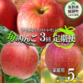 【ふるさと納税】 旬のりんご 【 定期便 】 家庭用 5kg × 3回 マルハ農園 沖縄県への配送不可 令和6年度収穫分 エコファーマー認定 長野県 飯綱町 〔 信州 果物 フルーツ リンゴ 林檎 長野 39000円 予約 農家直送 〕発送期間：2024年9月上旬～2024年12月下旬