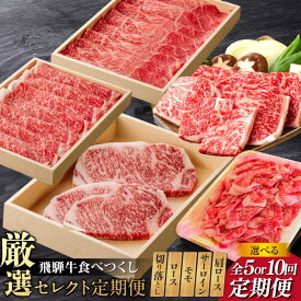 【ふるさと納税】【選べる定期便回数】 5回 10回 飛騨牛 食べつくし 厳選セレクト定期便 サーロイン ロース モモ 切り落とし ステーキ すきやき しゃぶしゃぶ 焼き肉 焼肉 和牛 国産 お肉 牛肉 肉 霜降り 赤身 お取り寄せ 岐阜県 岐阜市/だるまミート[ANBE001][ANBE002]