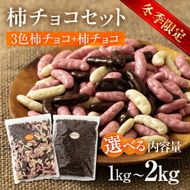 【ふるさと納税】柿チョコセット 1kgセット(チョコレート250g×2袋・3色ミックス250g×2袋) 2kgセット (チョコレート1kg×1袋・3色ミックス1kg×1袋) 小分け 柿チョコ チョコ ストロベリー ホワイト チョコレート ナッツ 稲葉商店 ナッツ＆ビーンズ 岐阜県 大垣市