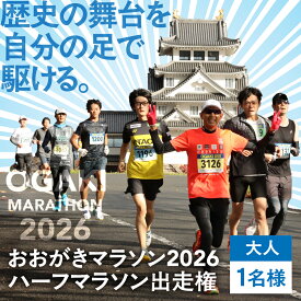 【ふるさと納税】【開催予定日】2026年12月13日（日）おおがきマラソン2026 ハーフマラソン出走権 大垣城と墨俣一夜城 豊臣氏ゆかりの城を巡る歴史旅！ハーフマラソン出走権 大人1名様 （大会運営に関する保険料を含む）大垣マラソン ハーフマラソン 岐阜県 大垣市