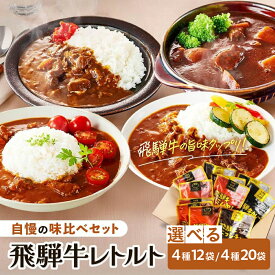 【ふるさと納税】訳あり 飛騨牛レトルト4種12袋 20袋| 常温配送 飛騨牛 肉 牛 カレー ビーフカレー トマトカレー ビーフシチュー デミハヤシ 簡易包装 レトルトカレー レトルトごはん レトルト食品 レトルト常温 人気 ランキング 便利 飛騨高山 ふるさと清見21 DC002VP