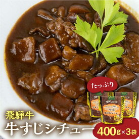 【ふるさと納税】飛騨牛牛すじシチュー たっぷり400g×3袋 | 極旨 牛すじ スジ肉 シチュー 飛騨牛 飛騨清見ソース 具材ゴロゴロ おいしい おすすめ レトルト 野菜 ふるさと清見 TR4422