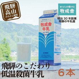【ふるさと納税】飛騨産生乳100％！美味しい低温殺菌牛乳6本 乳製品 牛乳 牧成舎 DF003