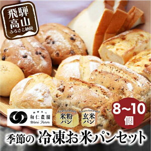 【ふるさと納税】季節のお任せ 冷凍パン 8〜10個 | パン 米粉 玄米粉 お米パン 伊勢神宮奉納米原料 こしひかり 和仁農園 MF009