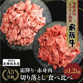 【ふるさと納税】【数量限定】A5等級 飛騨牛 霜降(600g)・赤身(600g) 切り落とし 食べ比べ 1.2kg 【日付指定不可】 | 切落し ブランド牛 牛肉 和牛 牝牛 雌牛 5等級 A5ランク 薄切り 熨斗 のし 天狗総本店 飛騨高山 BP028VP