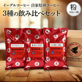 【ふるさと納税】【粉でお届け】自家焙煎コーヒー3種の飲み比べセット100g×3袋 ※インスタントコーヒーではありません※ | コーヒー 休憩 おうちカフェ カフェ 焙煎 珈琲 飛騨高山 有限会社イーグルコーヒー高山 GT002 | 珈琲 飲料 コーヒー豆 ソフトドリンク 人気 送料無料
