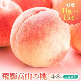 【ふるさと納税】【2026年発送・先行受付】【訳あり】飛騨の桃（4-8玉) 糖度11度以上or15度以上 品種おまかせ ご家庭用｜桃 もも 極上の甘さ 濃厚な甘さ 甘い 訳アリ 規格外 朝採り 朝採れ農家直送 10000円 つむぎ果樹園 GH009MP