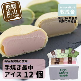 【ふるさと納税】＜牧成舎＞ 飛騨の牛乳屋が作る ミルクの旨味たっぷり 手焼き最中アイスクリーム （12個セット） | デザート 牧場 アイス 人気 おいしい 牛乳 ギフト プレゼント バレンタイン ホワイトデー 母の日 飛騨高山 牧成舎 DF019VP